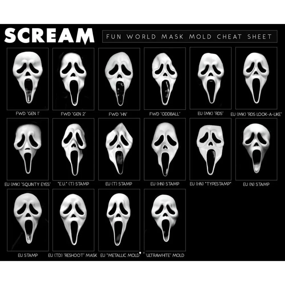 Vintage Ghost Face Fun World EU Scream Mask Black Hood Costume Adult One‎ Sz 90s